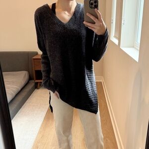 All Saints Dark Gray V-Neck Sweater